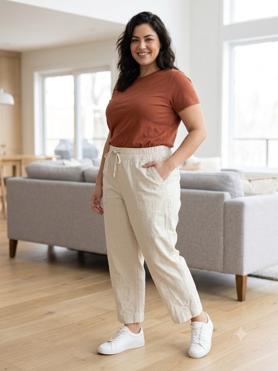 Denver Hayes Pants - Denver Hayes Relaxed Drawstring Crop Pants in Cream